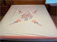 Full size summer bed cover sheet embroidered