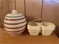 McCoy Yellow Double Planter & Roseville cookie jar