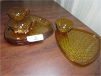 Amber Glass Luncheon Sets