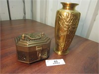 Brass Vase and Cricket Box