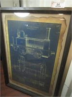 Framed Steam Engine Diagram Print