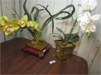Two Potted Faux Orchids