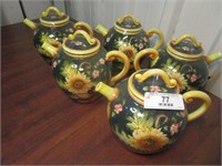 Lot of Ceramic Sunflower Tea Pots