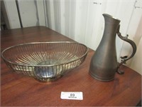 Metal Decor Basket and Small Pitcher
