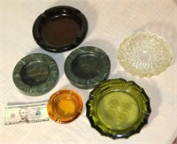 Large, Vintage Ashtrays- Marble, Glass