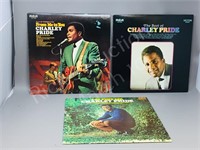 3- vintage Charlie Pride LP's