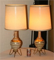 Vintage Pair of Matching Lamps with Hairpin Legs