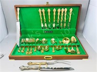 1847 Rogers Bros. gold plated cutlery set in box