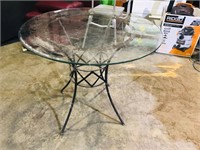 Metal base table w/ 36"  glass top