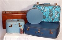 5 Vintage Suitcases, Train Case, Luggage