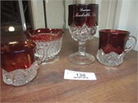 Red and White Vintage Souvenir Glasses