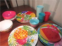 Floral Plastic Plates and Bowls