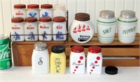 Vintage Milk Glass Platonite Spice Jars, S&P