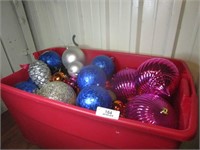 Tub Full of Brightly Colored Large Ornaments