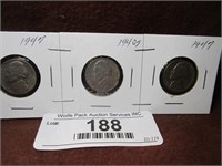 Two 1947 and One1940 S Nickels