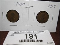 1910 and 1919 Wheat Pennies