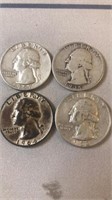 (4) Silver Quarters 1935;1952D;1957D;1964
