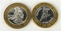 .999 Fine Silver Gaming Tokens, Lot of 2