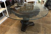 Round Glass Top & Marble Pedestal Dining Table