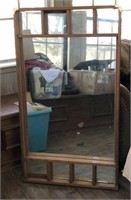 Wood Framed Vintage Mirror with Brass Corners