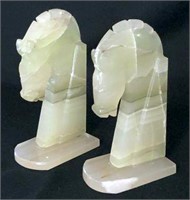 Pair of Alabaster Horse Head Bookends