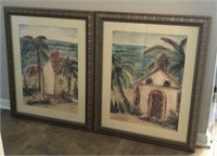 Beach House & Palm Tree Prints- Lot of 2