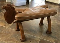 Vintage Camel Saddle Stool with Leather Seat