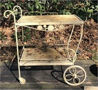 Wrought Iron Garden Cart on Wheels