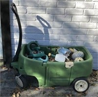 Assorted Yard Art, Sprinkler, Wagon & More