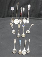 13 Sterling & Silver Plated Collector Spoons