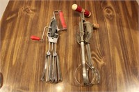 Pair of Vintage Red Handled Egg Beaters