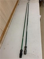 2 fancy 10’ fishing reel/pole combinations