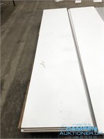 5 hvide bordplade. Længde 300cm Bredde 60cm