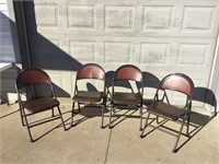 4 MCM Mid Century Metal & Vinyl Folding Chairs