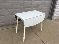 1940's White Granite Top Drop Leaf Table