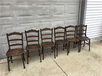 Set 6 Antique Wood Chairs
