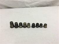 9 Sterling Silver Sewing Thimbles - all marked