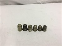 6 Sewing Thimbles Look like Sterling Not marked