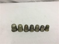 7 Sewing Thimbles Look like Sterling Not marked