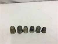 6 Sewing Thimbles Look Sterling but Unmarked