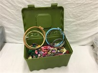 Sewing Box w Embroidery Thread & Hoops