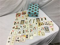 Box of Vintage Metal Sewing Buttons on Cards