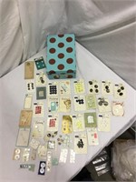 Box of Vintage Mother of Pearl Sewing Button Cards