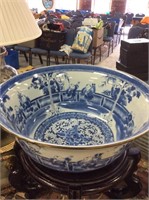 blue and white asian bowl