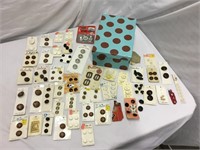 Box of Vintage Assorted Sewing Buttons on Cards