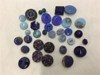 Group Vintage Glass Buttons blues some moonglows