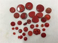 Group Vintage Red Glass Sewing Buttons