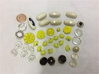 Group Vintage White Yellow Clear Sewing Buttons