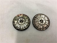 2 Vintage Highly Carved Mother of Pearl Buttons
