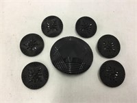 Group Vintage Black Jet Glass Sewing Buttons